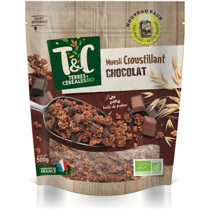 TERRES ET CÉRÉALES Croustillant au chocolat noir BIO 500 g