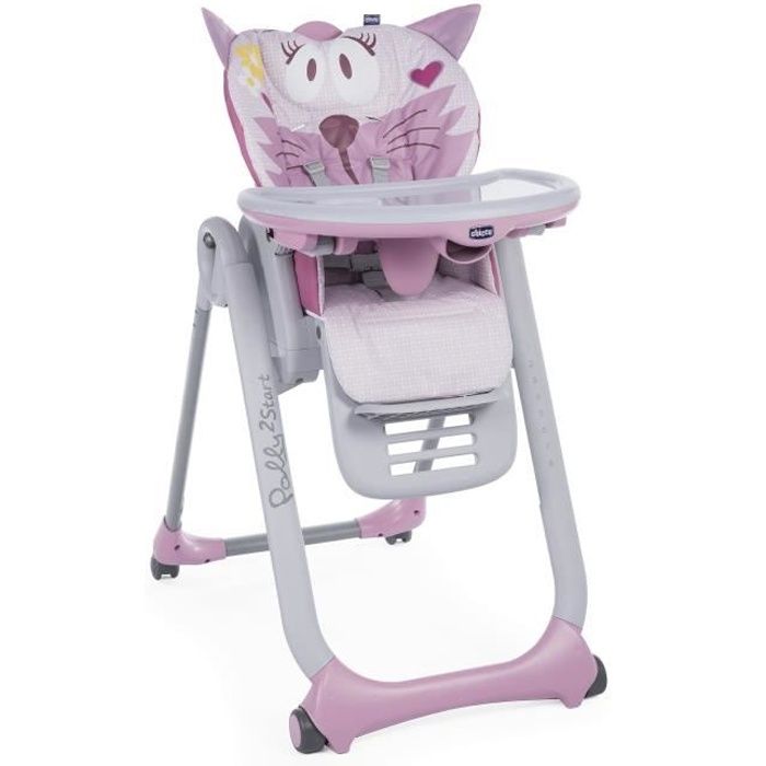 CHICCO Chaise Haute Polly 2 Start 4 Roues Miss Pink