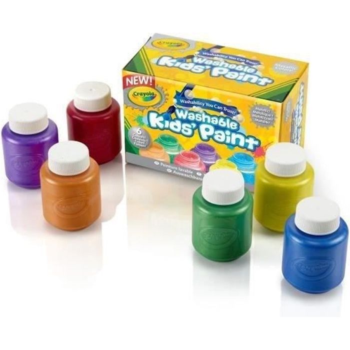 CRAYOLA - 6 pots de peinture métallique lavable - Peinture et accessoires
