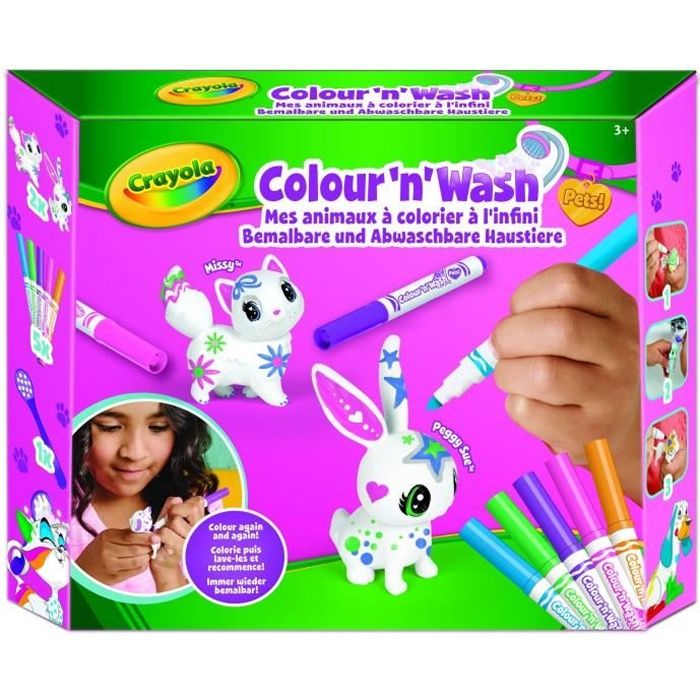 Crayola - Color'N'Wash - Mes Animaux à Colorier - Kit 1 - Dessiner - Laver - Recommencer