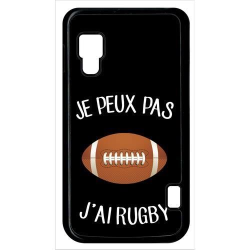 Coque pour smartphone - Plastique - Noir LG Optimus L5 II E460 JE PEUX PAS J AI RUGBY BALLON FOND NOIR