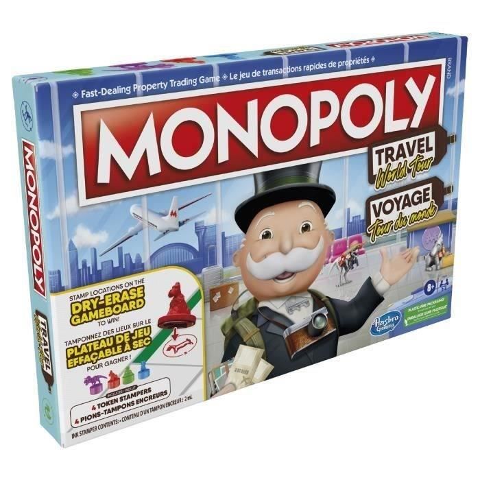 Monopoly Voyage autour du monde, jeu de societe, dès 8 ans - Version avec Billet d'Or 100% Gagnant