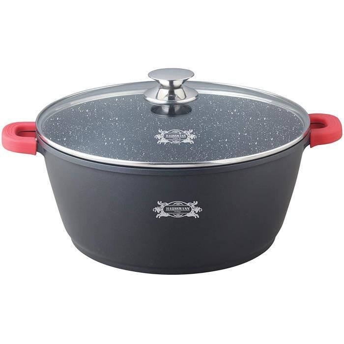 Haussmann Héritage® Faitout/Marmite 40cm/18.5L avec Revêtement Type Pierre-Tous Feux Dont Induction- HM-4017M
