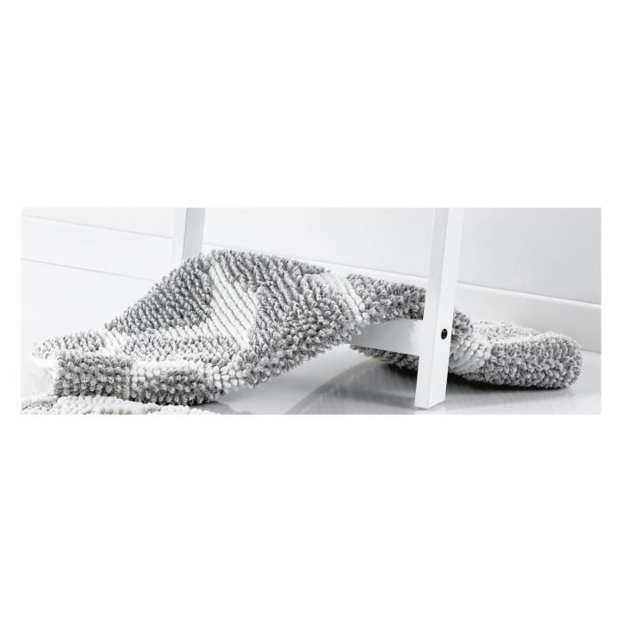 TAPIS DE BAIN SHAGGY GALETS BLANC/GRIS Les Ateliers du Linge 50 X 80