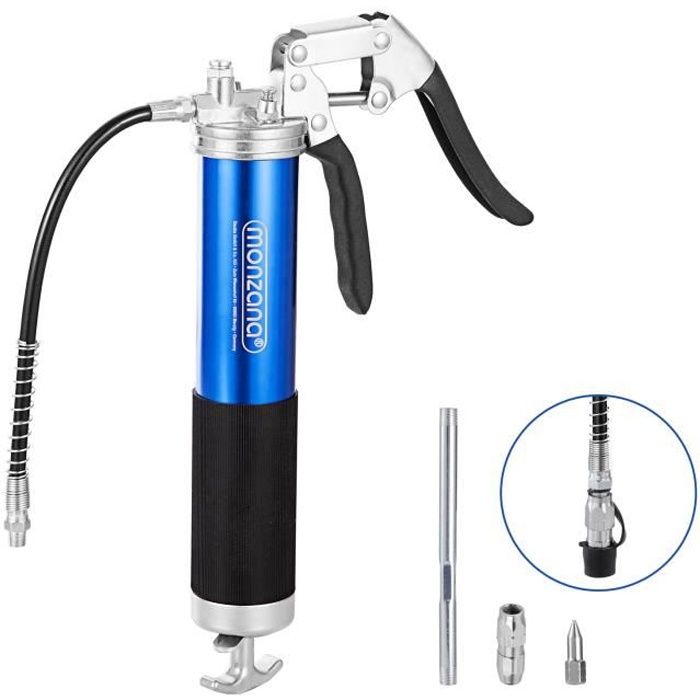 Pompe à graisse à main Monzana 8000 psi boîtier en aluminium anti corrosion robuste poignée pistolet 2 embouts inclus