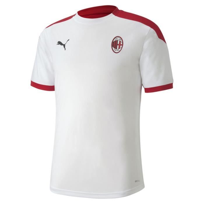 Maillot de football Puma AC MILAN - Réf. 758191-02. Couleur : Blanc, Rouge. Détails. - Col rond. - Manches courtes. - Logos Puma