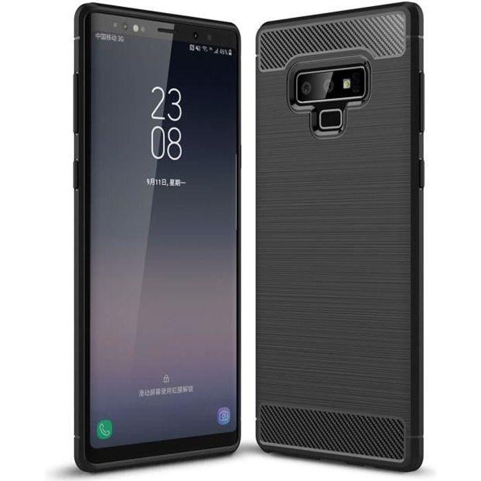 Coque Galaxy Note 9 Case Fibre carbone Resilient TPU Protection Coque Pour Samsung Galaxy Note 9 - Noir