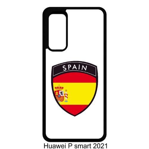 Coque compatible avec huawei p smart 2021 - blason spain fond blanc - plastique - bord noir