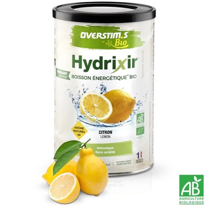 OVERSTIMS - Hydrixir Bio - Hydratation & maintien des performances - Citron - Boîte 500g