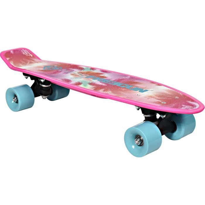 FREEGUN Skateboard Vintage 22,5- Palmier - Enfant fille - Rose et bleu