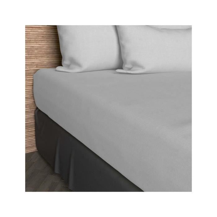 Drap housse uni 180x200 cm blanc