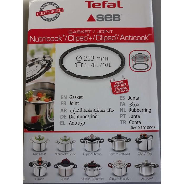 JOINT DE COCOTTE SEB NUTRICOOK ACTICOOK CLIPSO 2 6L/8L/10L X1010003(ATTENTION ne commandez pas en fonction du diametre)