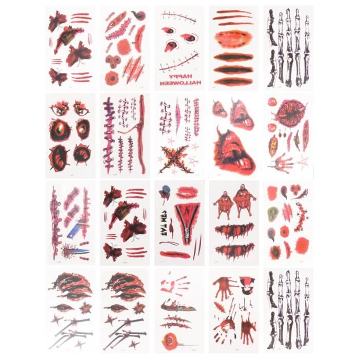 60 feuilles d'autocollants fausses cicatrices pour le corps de la main TATTOOS - BODY JEWELERY - HAIR JEWELERY