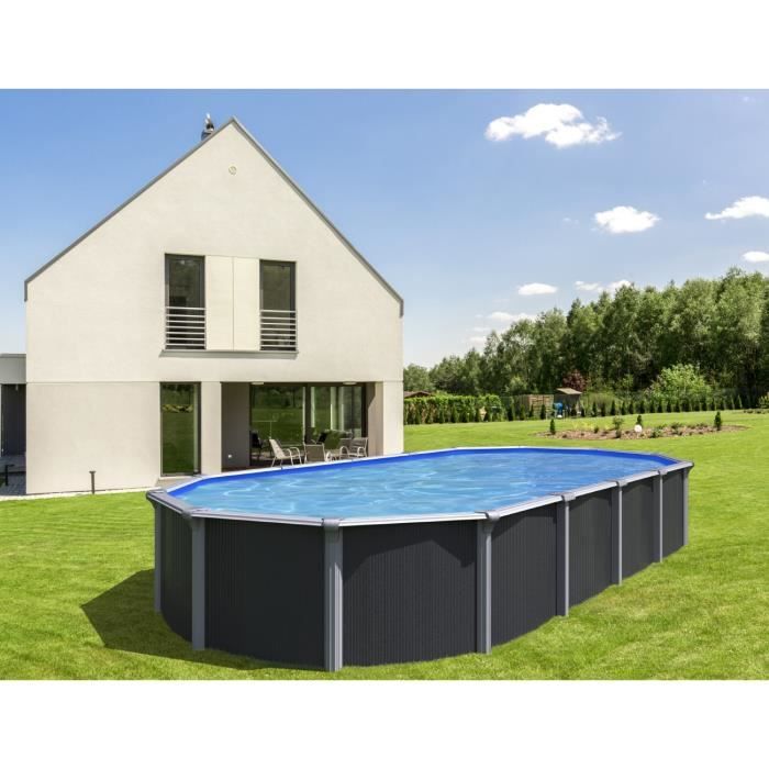 Kit Piscine hors sol acier TRIGANO Osmose - 520 x 395 x 132 cm - Ovale (Livrée avec kit filtration, tapis de sol, et une échelle)
