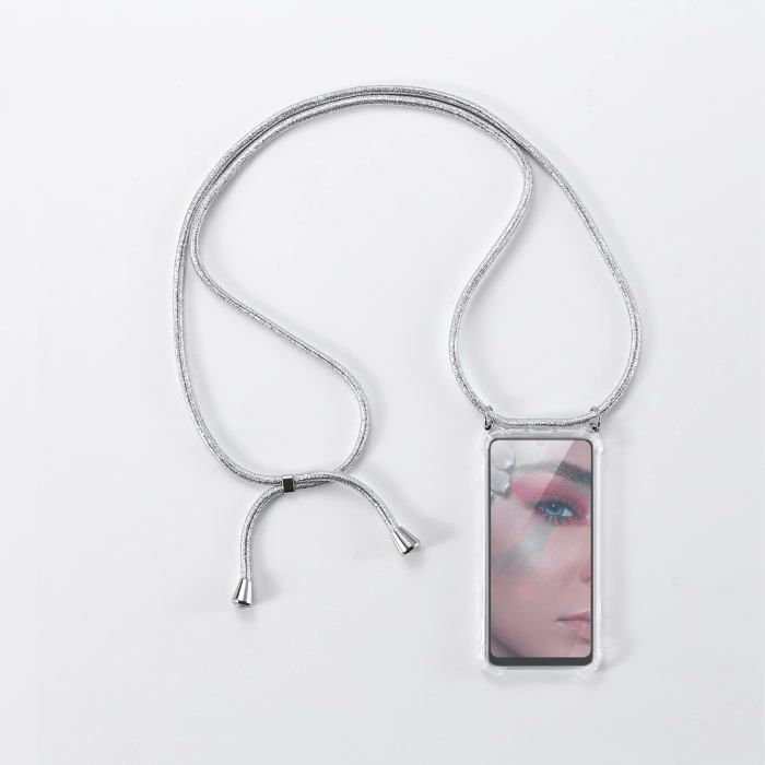 Coque de protection avec tour de Cou pour smartphone Apple iPhone 6/7/8/SE 2020 - WE - ARGENT Argent