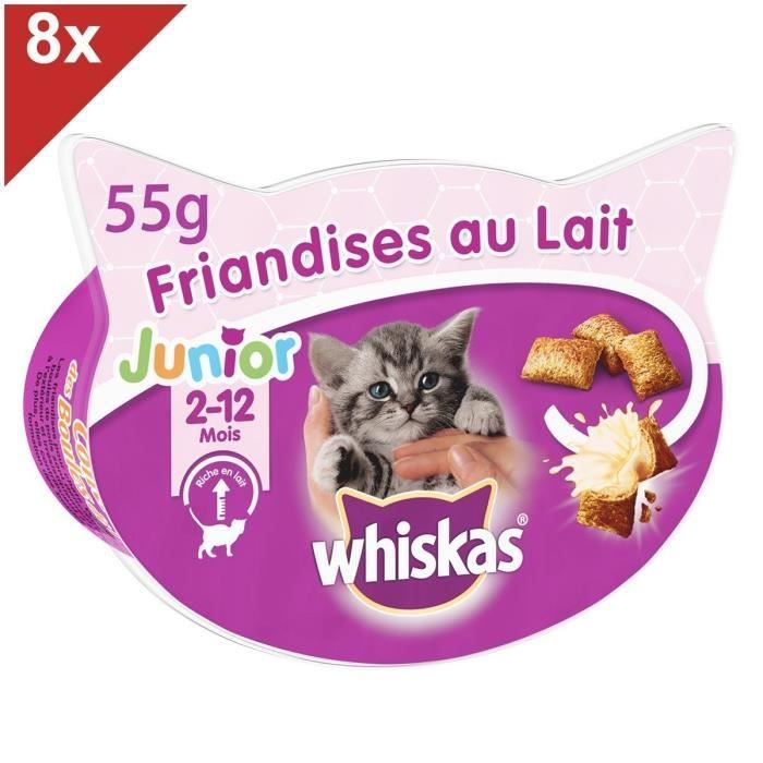 WHISKAS Junior Friandises au lait pour chaton 8x55g