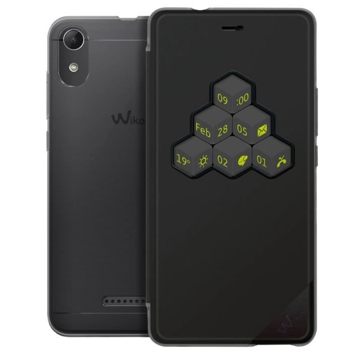 Etui Wiko Lenny 4 Housse Clapet Fenêtre Interactive Wicube Original Noir