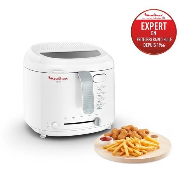 MOULINEX AF203110 Uno Friteuse électrique, Hublot de contrôle, Capacité 1 kg de frites, 4 personnes, Thermostat réglable, Compact