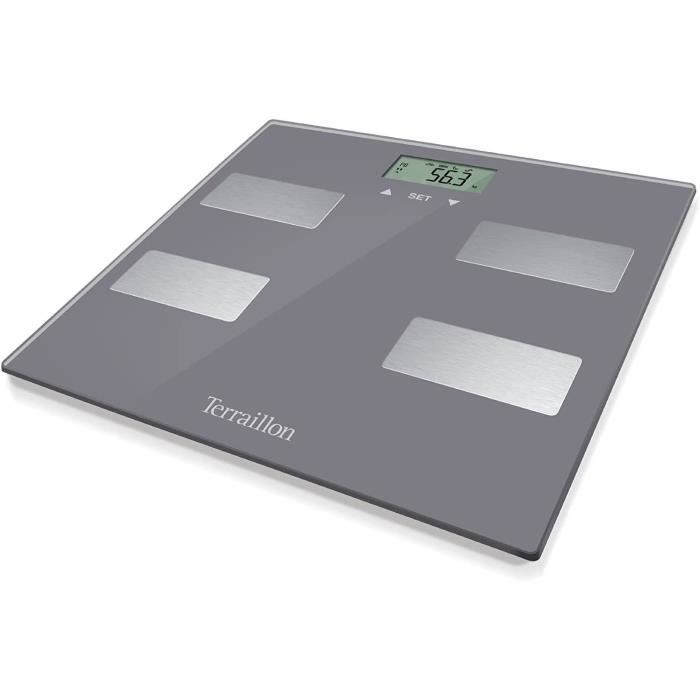 TERRAILLON Balance Pèse Personne Électronique - Impédancemètre, 8 Mémoires Utilisateurs, Mode Athlète - Scan Marron glacé