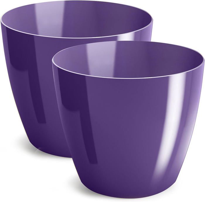 PECZEKO Lot De 2 Pots De Fleurs Brillants Orange – Cache-Pots Plastique Design Ovale 16 Cm, Intérieur & Extérieur