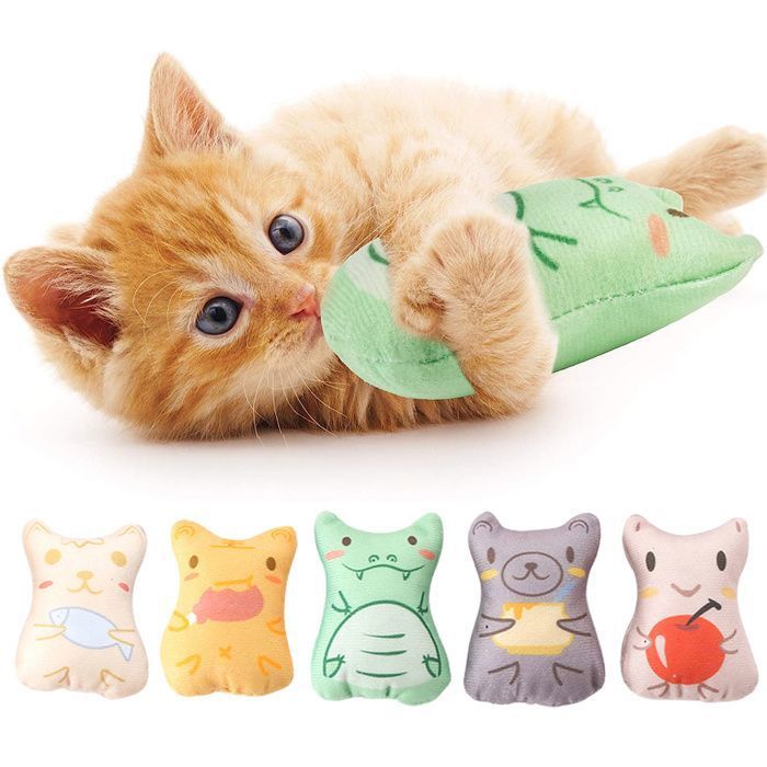 Comparer les prix de Jouets à l'herbe à chat pour chats d'intérieur - Jouets à mâcher en peluche pour chat Jouet interactif de dentition rempli d'herbe