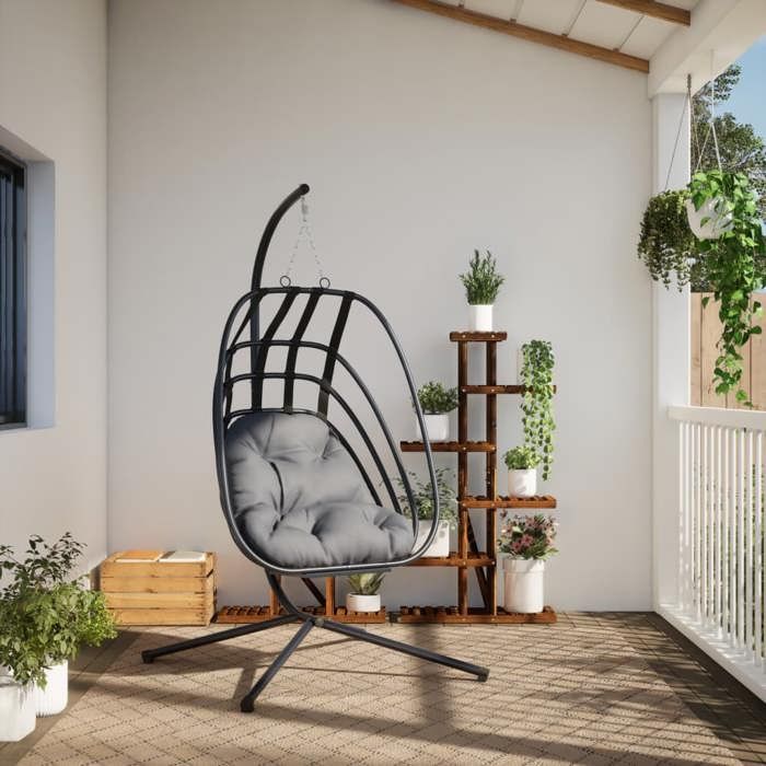 Coussin De Chaise Suspendue œuf - 60x60 Cm - Polyester Rembourré Coton PP - Pour Intérieur/extérieur, Hamac, Chaise à Bascule - Lavable Housse Zip