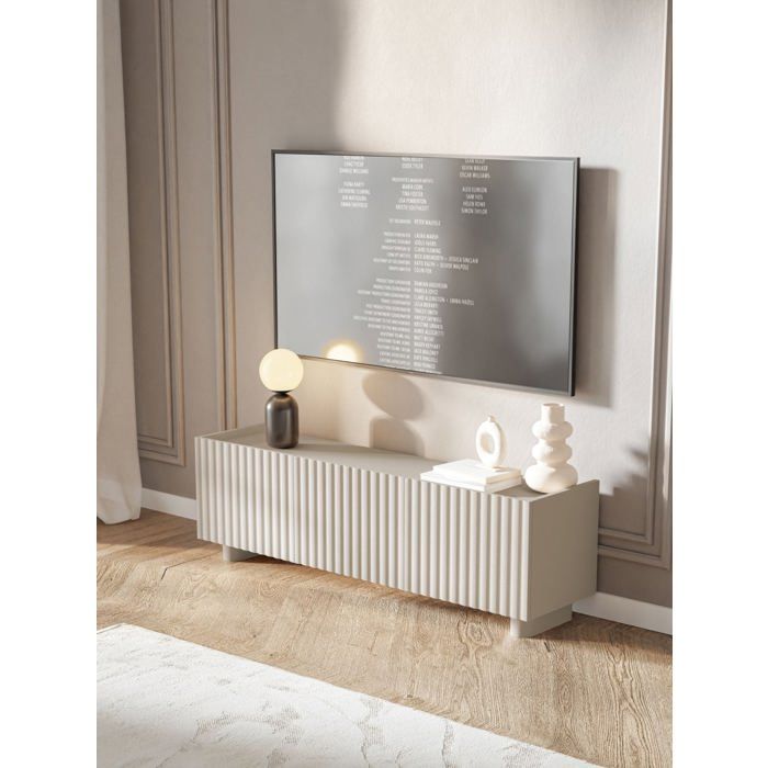 Meuble TV 3 portes - FIORRA - 144 cm - grège