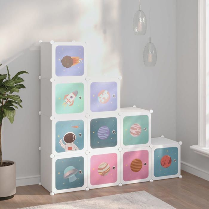 Meuble à chaussures - MANGO - Armoire de rangement - pour enfants - avec 10 cubes Blanc PP m36