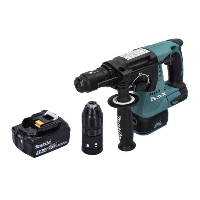 Makita DHR 243 T1 Marteau perforateur sans fil 18 V SDS plus Brushless + 1x batterie 5 0 Ah sans chargeur - vue 2