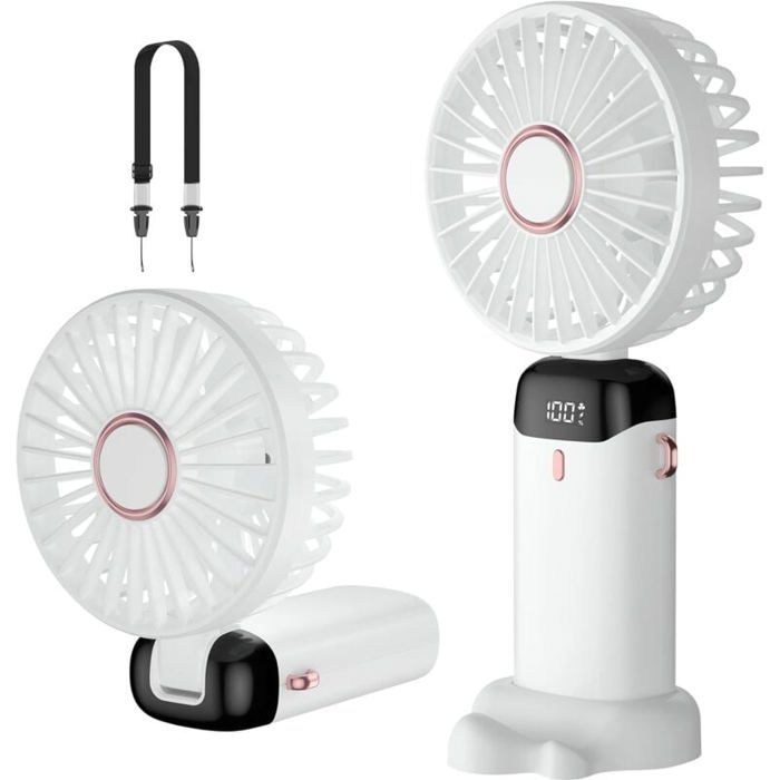 Ventilateur portatif - NO BRAND - Mini ventilateur USB rechargeable - 5 vitesses - 3000mAh - Léger 190g - No Brand