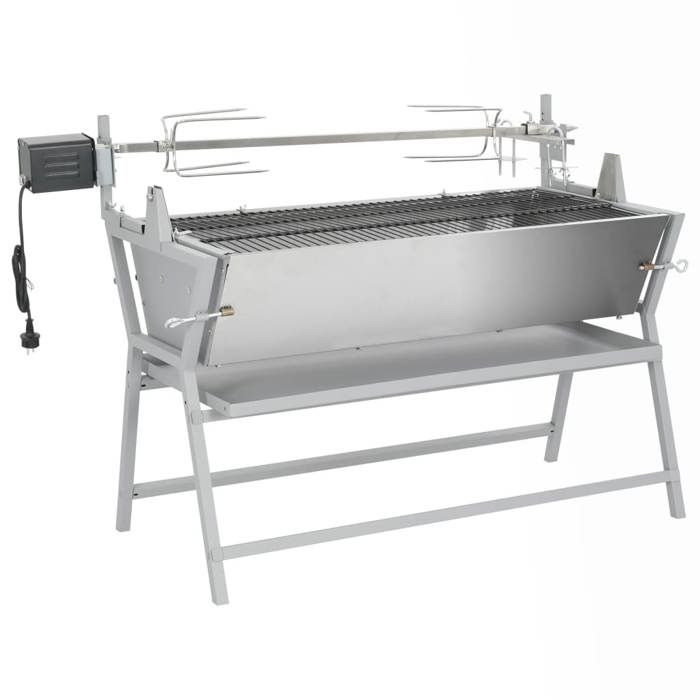vidaXL Broche à rôtir de barbecue Fer et acier inoxydable - vue 2