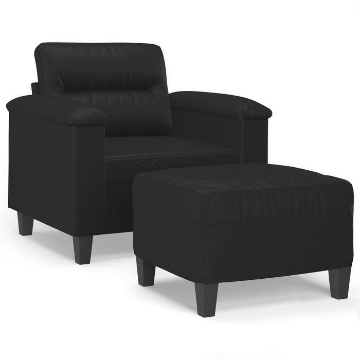 LMT - TOP@Fauteuil de Sofa - Design 1 place - Sofa 1 personnes Classique - avec repose-pied Noir 60 cm Similicuir CC92214