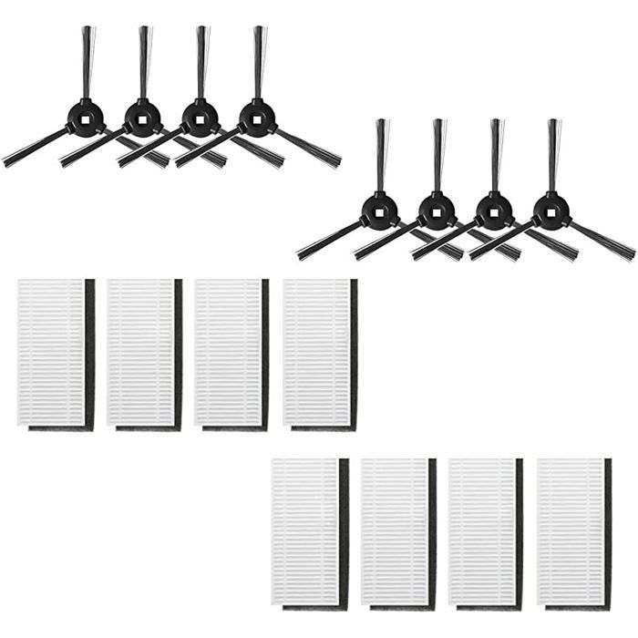 Kit daccessoires pour aspirateur robot Lefant 8 brosses latérales et 8 filtres HEPA M200/M201/M520M/M501-A/M571/T700