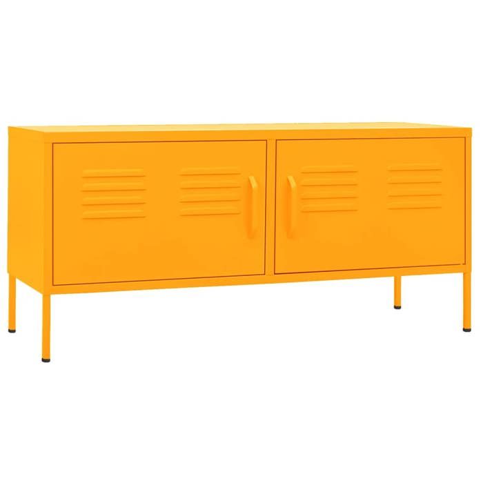 “Winter SaleTOP Armoire TV classique Jaune - Meuble TV Jaune moutarde 105x35x50cm Acier PRO89242