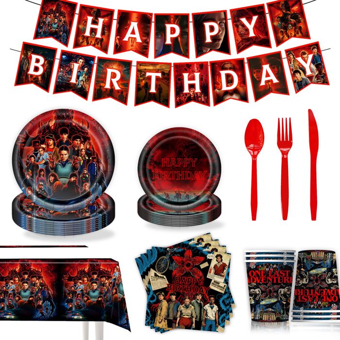 Decoration anniversaire 2026 JZSH 9 pieces assiettes 7 9 pouces serviettes gobelets guirlande nappe couverts