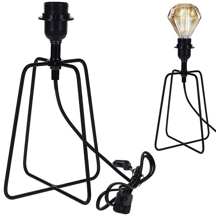Lampe de table métallique - VILDE - Noire - 21 cm - Style loft industriel - Compatible ampoule E27