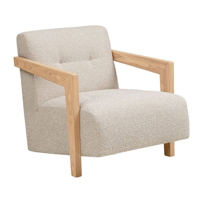 Lola - fauteuil en tissu texturé - accoudoirs en chêne massif FSC 100% - Beige Lola - fauteuil en tissu texturé - accoudoirs en chêne massif FSC 100% - Beige