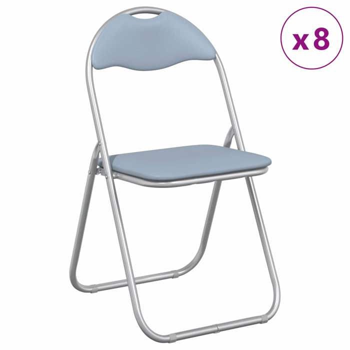 Meuble Déco - Chaise pliante - Set de 8 - BMK - Pour cuisine/salon - Gris 48x43 5x81 cm Simili cuir luf3593668