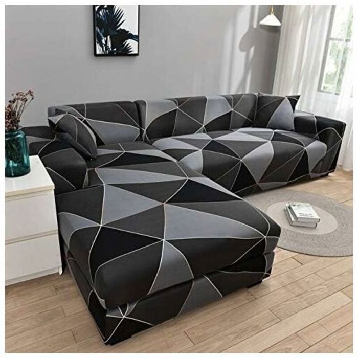 Housse canapé angle L extensible 1 place 90-140cm D
