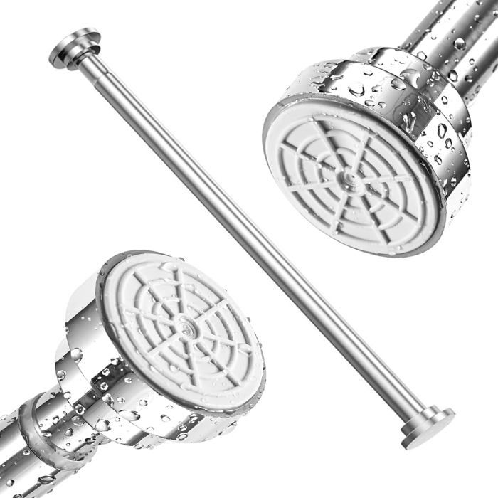Tringle extensible autoportante sans perçage en acier inoxydable - barre douche et tringle à rideau 45-200 cm