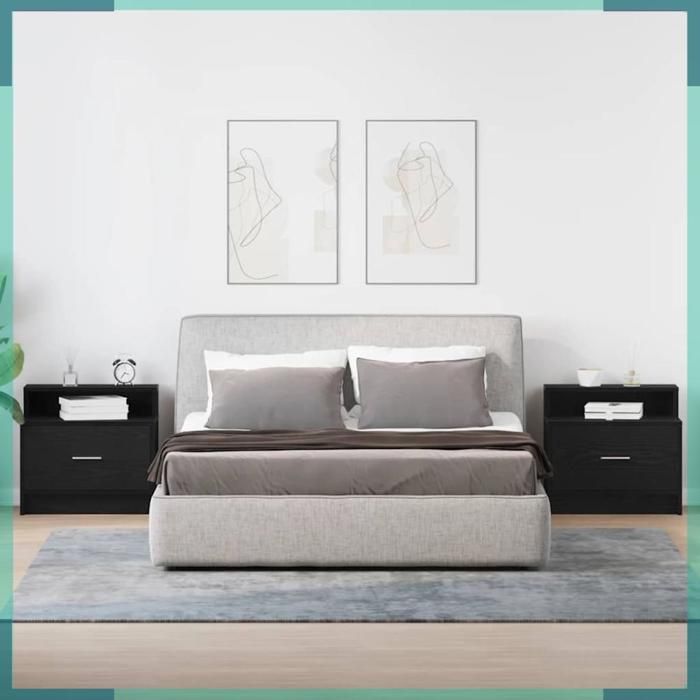 Tables de chevet - 858671 - chêne noir - 1 tiroir - lot de 2 (51 x 31 x 47 cm)
