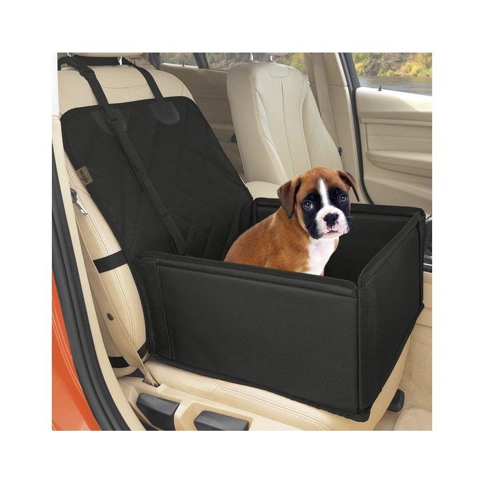 Siège auto pour chien ultra-résistant - Parois renforcées et 3 sangles - Imperméable - Pour petits et moyens chiens - Noir