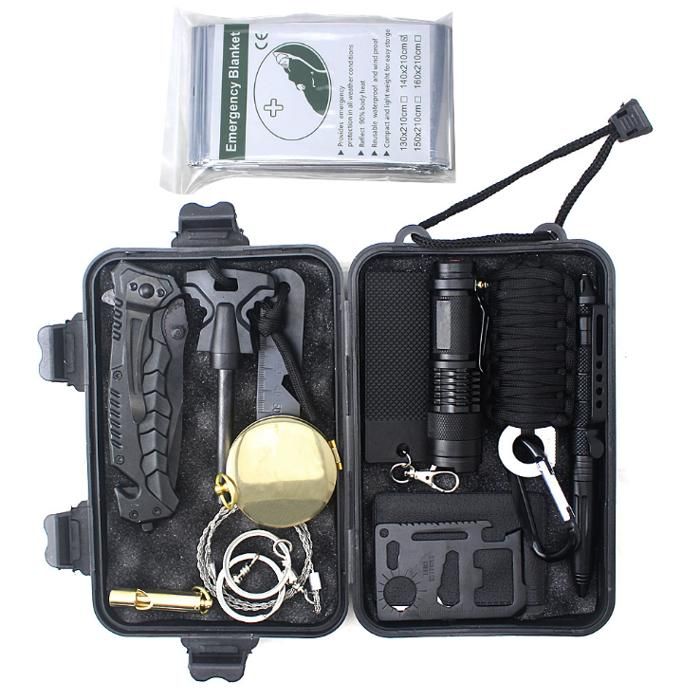 Wilderness survival adventure supplies boîte à outils - Vantory - portable équipement durgence multifonctionnel ensemble de boîte