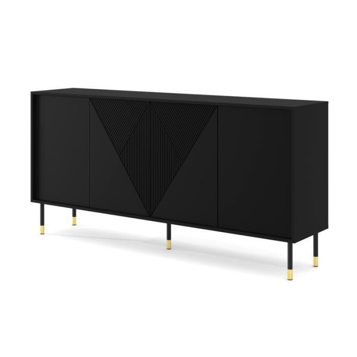 Buffets et vaisseliers - AC-Déco - Buffet à 4 portes imprimé géométrique centrale Woody - Noir - L 180 cm Buffets et vaisseliers - AC-Déco - Buffet à 4 portes imprimé géométrique centrale Woody - Noir - L 180 cm