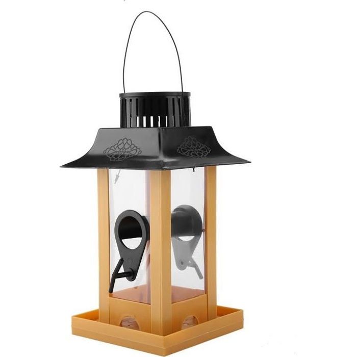 mangeoire avec lumiere led solaire pour oiseaux chargeur automatique d oiseaux distribution de corneille suspendue a la lumier lat cdiscount