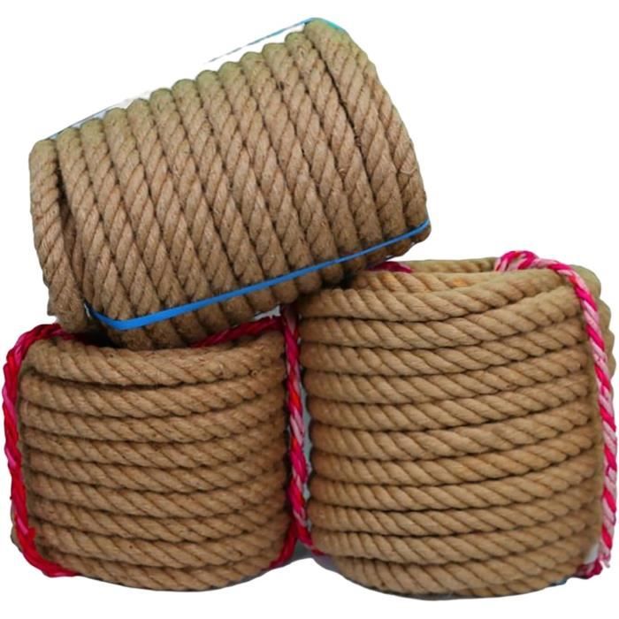 Esmula Lot De 2 Cordes En Chanvre Naturel 100 M × 2 – Ficelle De Jute 5 Mm 3 Brins Torsadés, Ultra Robuste Pour Décoration, Emballage & Jardin