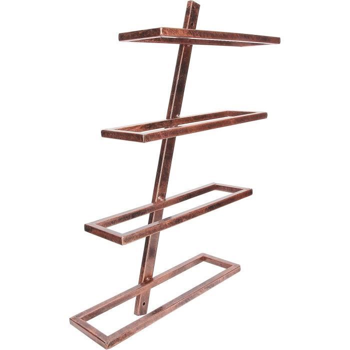 Étagère à Vin Murale Avec 5 Niveaux En Pin, Support Empilable Pour 15 Bouteilles Et 4 Verres A Vin En Acier Et Bois Pour Cuisine Ou Bar 97343768