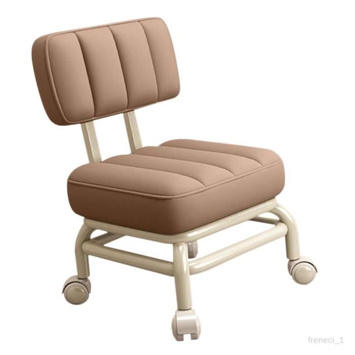 Tabouret Roulant Bas En Cuir PU – Siège Pivotant 360° Avec Roues Silencieuses, Charge 200 Kg, Idéal Pédicure, Garage, Bureau Ou Yoga