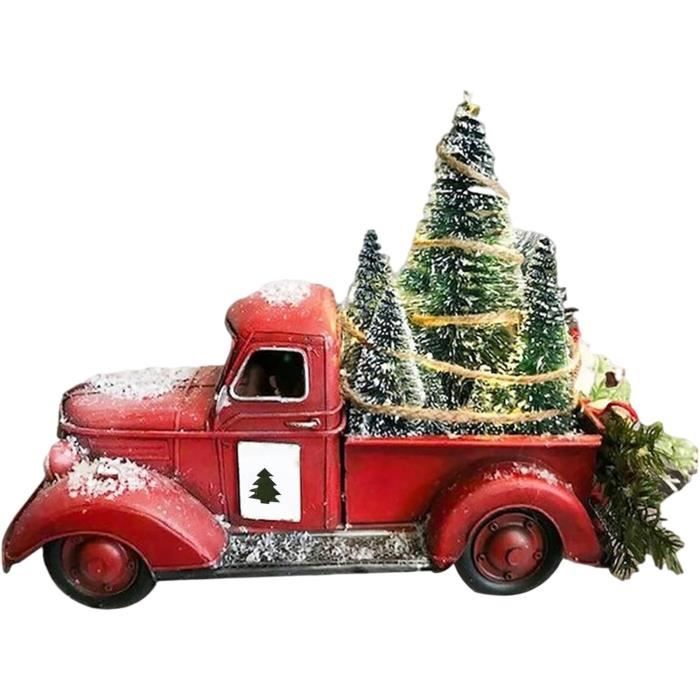 Camionnette vintage illuminée DEL avec Père Noël dans un tourbillon de neige Camionnette vintage illuminée DEL avec Père Noël dans un tourbillon de neige