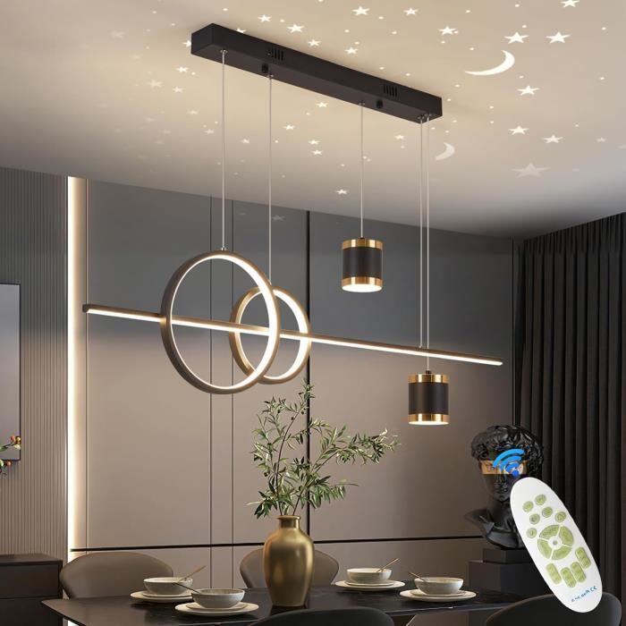 Lustre LED Suspendu Papillon Avec Télécommande - 3 Couleurs (chaud, Naturel, Blanc) - Dimmable, 48W - Pour Salon, Chambre, Salle à Manger - 4
